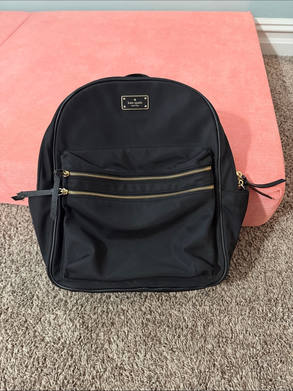 kate spade Black Nylon Backpack with Gold Hardware